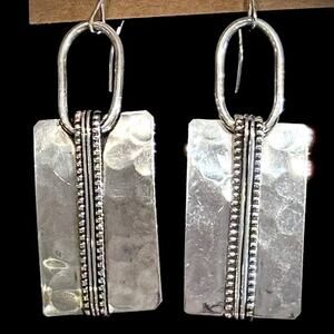 Silver Wrapped Bar Earrings